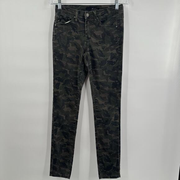 Kancan Jeans Womens 25 Green Camo Ankle Skinny Midrise Stretch Casual - Picture 1 of 14